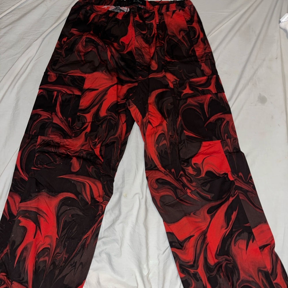 Gucci Red and Black Cargo Pants with Bold  Design
